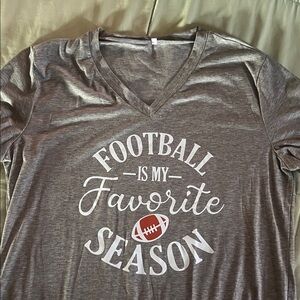 Gray V-Neck Football Graphic Tee